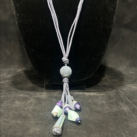 Christopher & Banks Blue and Silver Beaded Necklace - Picture 8 of 15